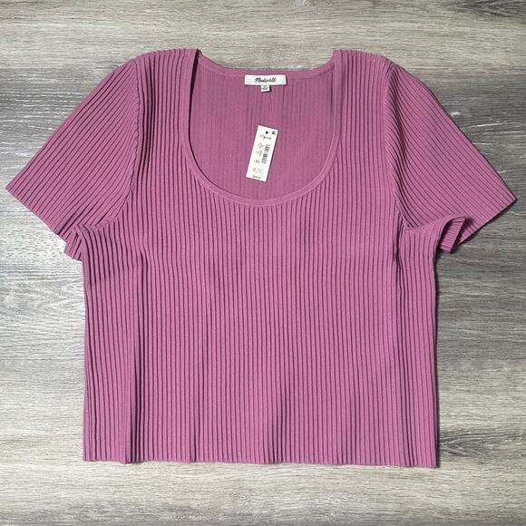 Madewell Ottoman Rib Crop Top Shaded Pink NEW - Picture 1 of 6